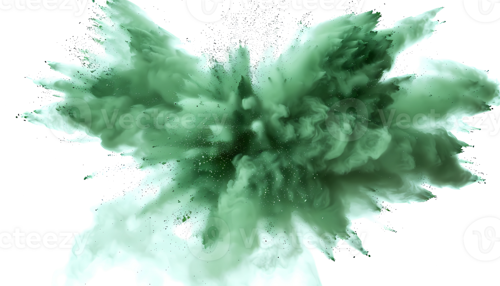 green smoke powder explotion isolated on transparent background png