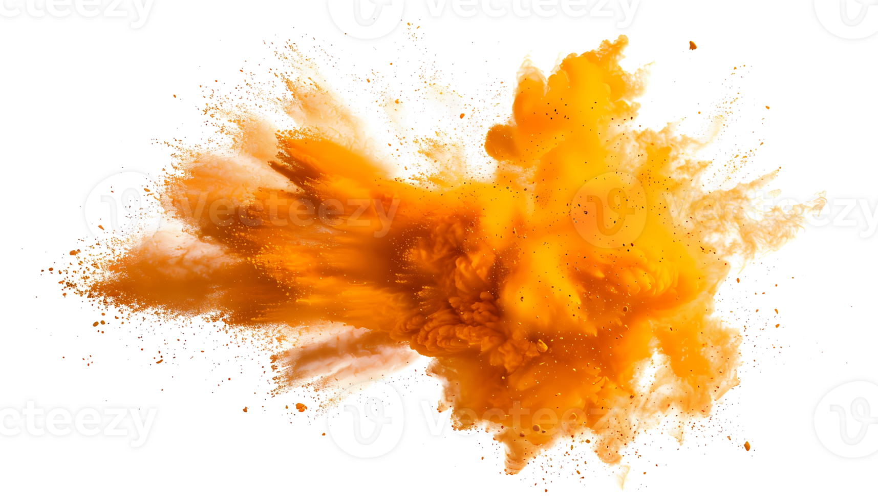 orange smoke powder explotion isolated on transparent background png