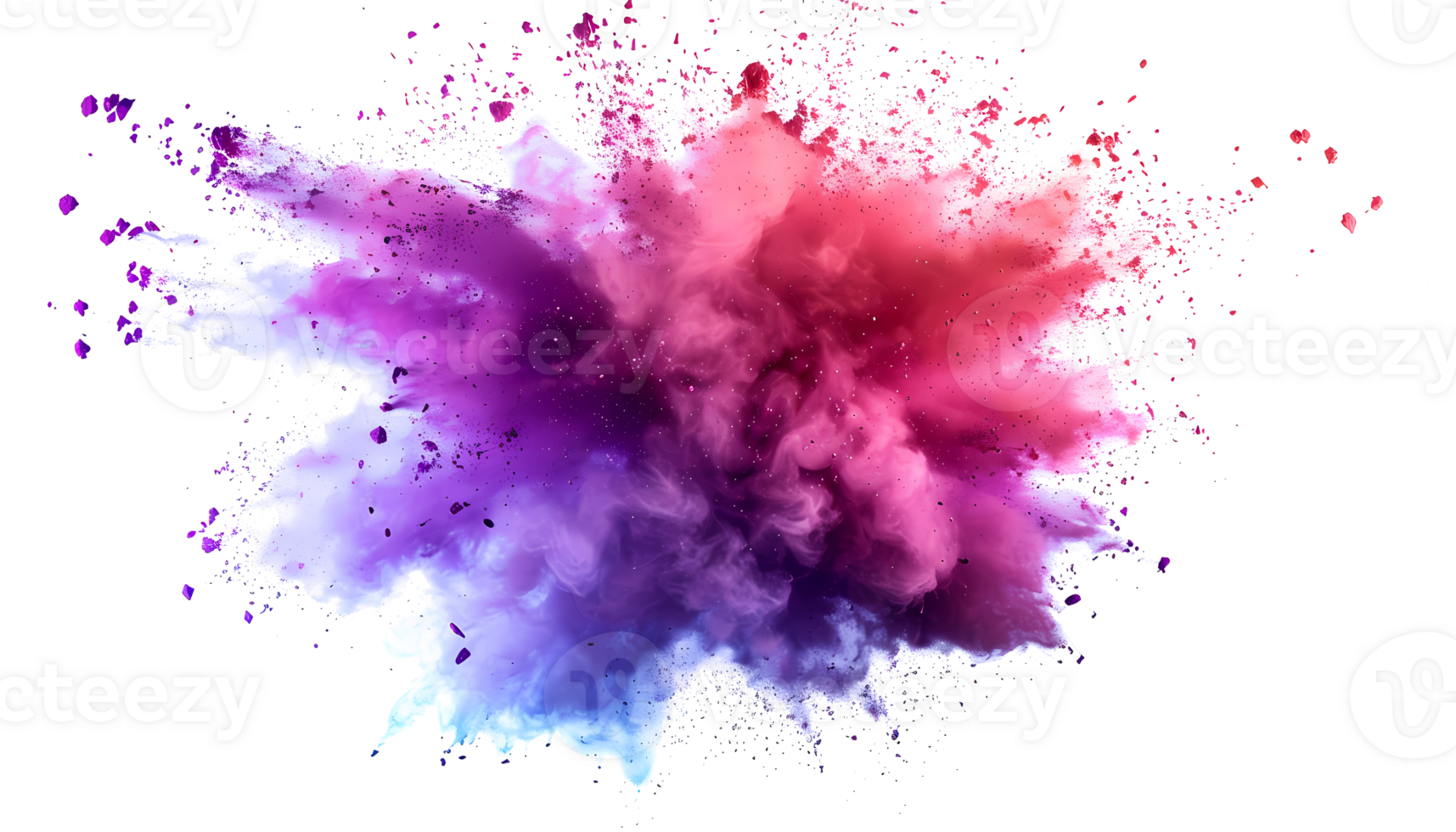 colorful smoke powder explotion isolated on transparent background png