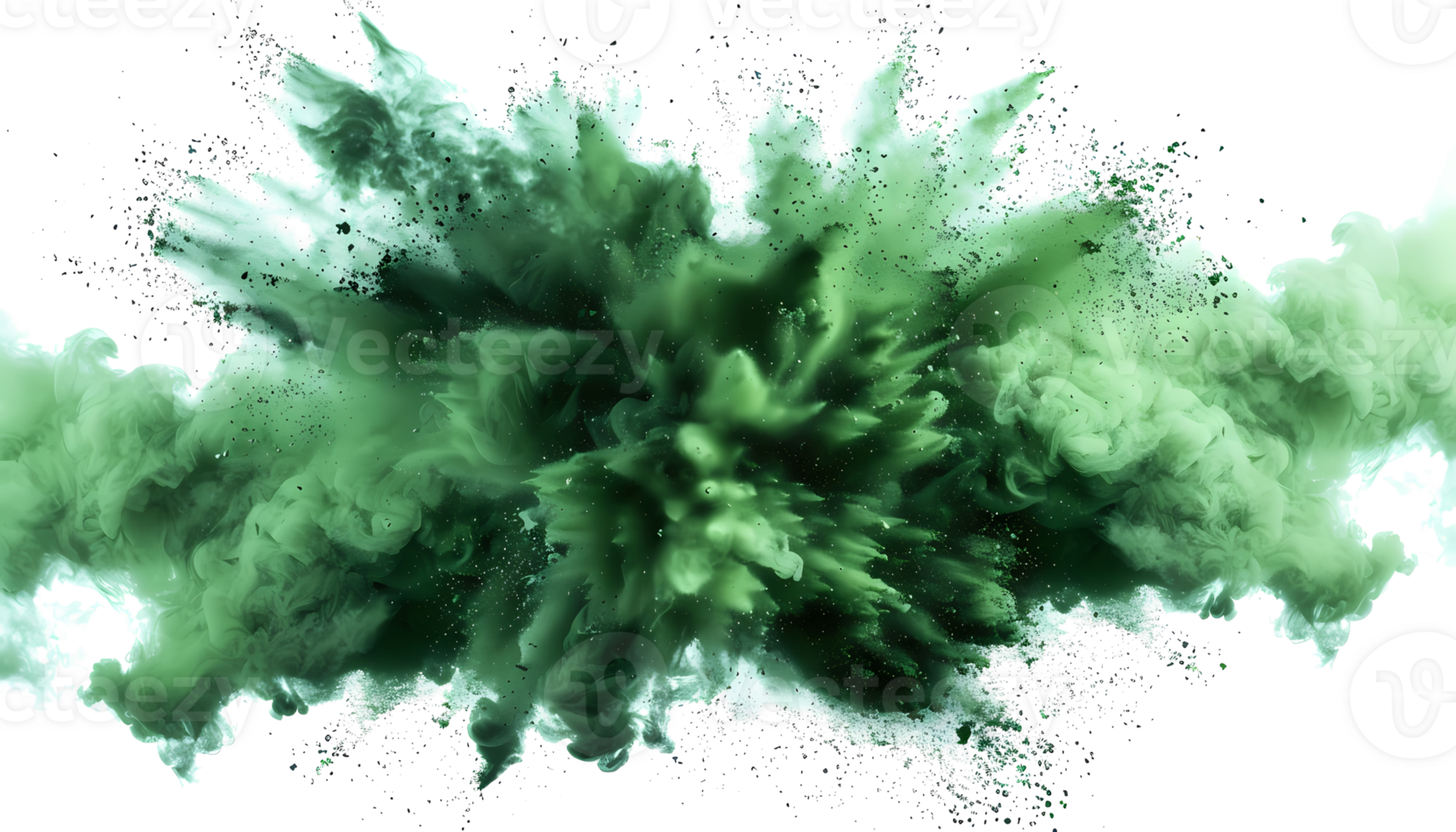 green smoke powder explotion isolated on transparent background png