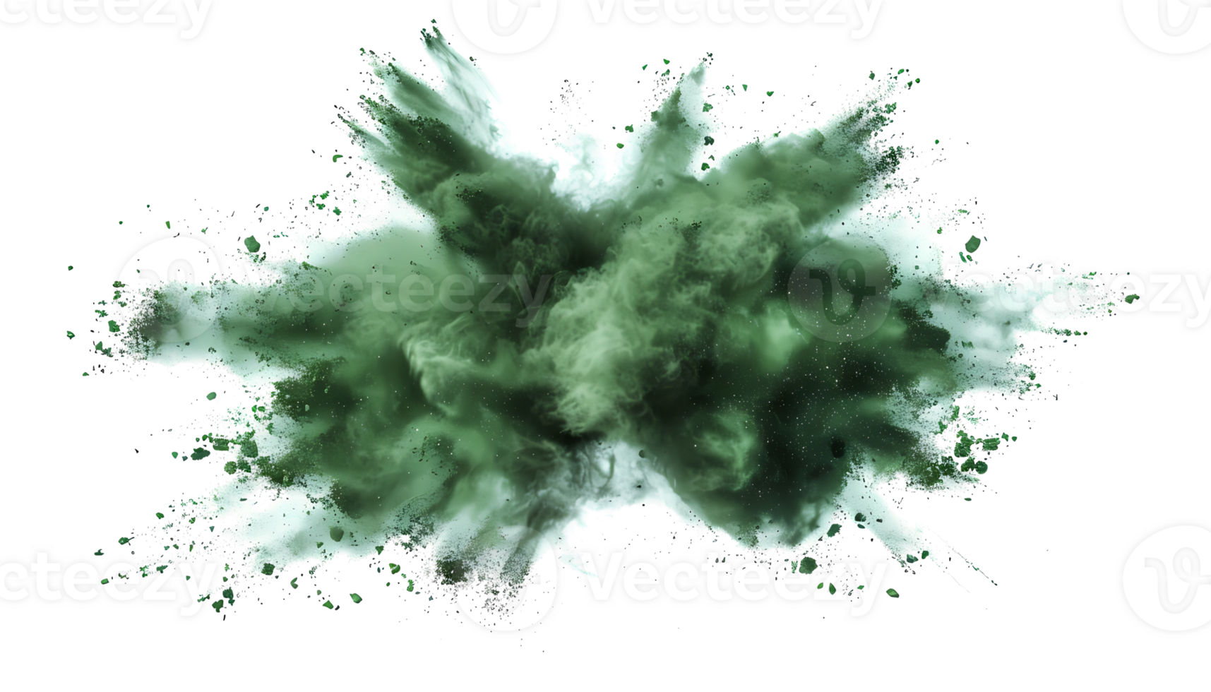 green smoke powder explotion isolated on transparent background png