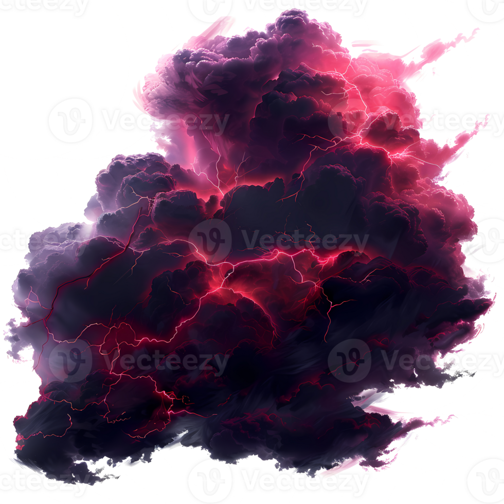 wisps of storm clouds with lightning isolated on transparent background png