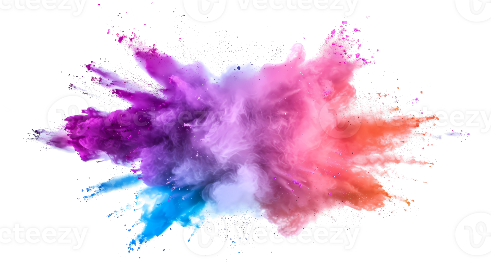 colorful smoke powder explotion isolated on transparent background png