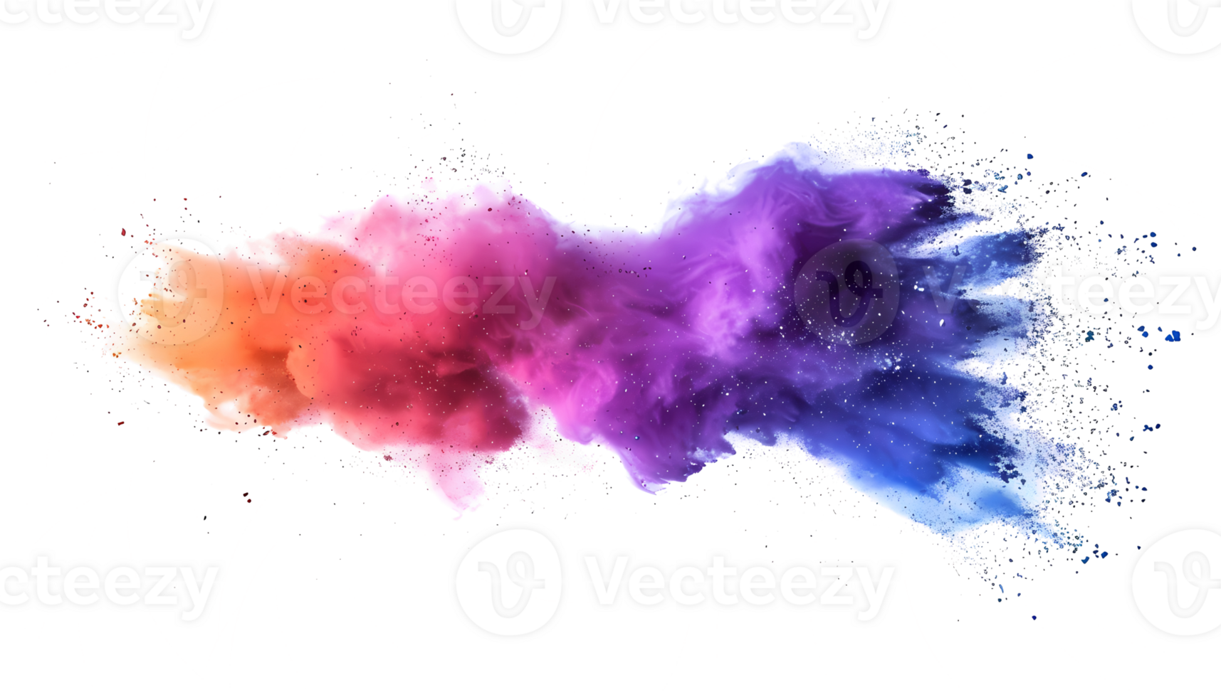 colorful smoke powder explotion isolated on transparent background png