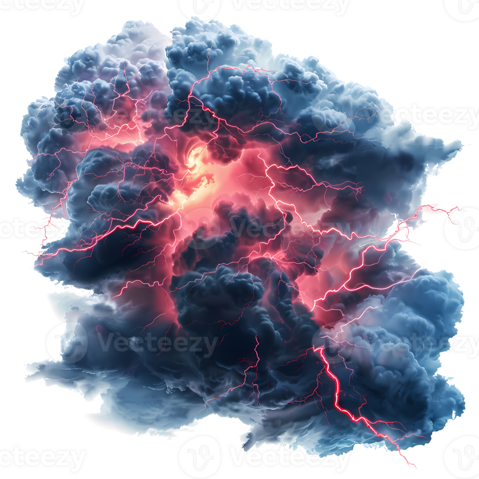 wisps of storm clouds with lightning isolated on transparent background png