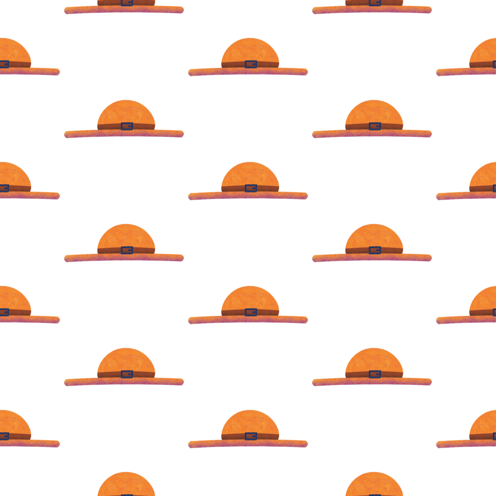 A seamless pattern of straw hat transparent background in a Speckle Spray Paint Art Style Summer Beach concept, illustration png