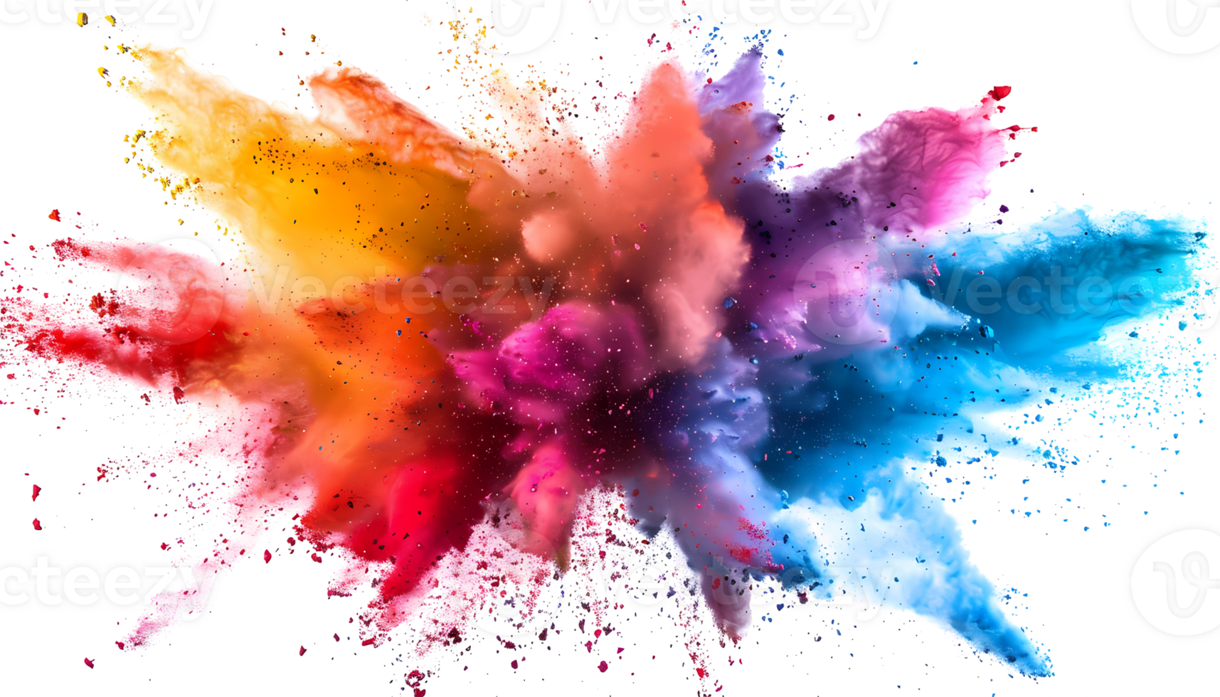 colorful smoke powder explotion isolated on transparent background png