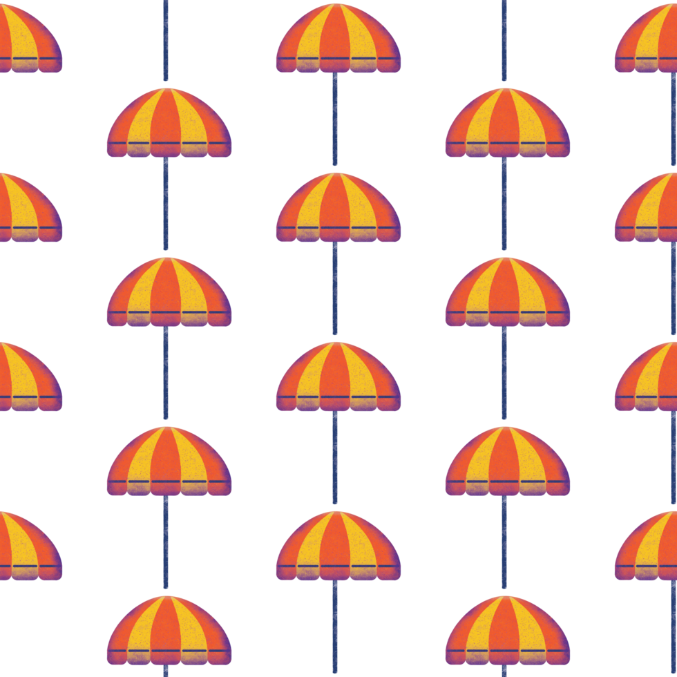 A seamless pattern of umbrella transparent background in a Speckle Spray Paint Art Style Summer Beach concept, illustration png