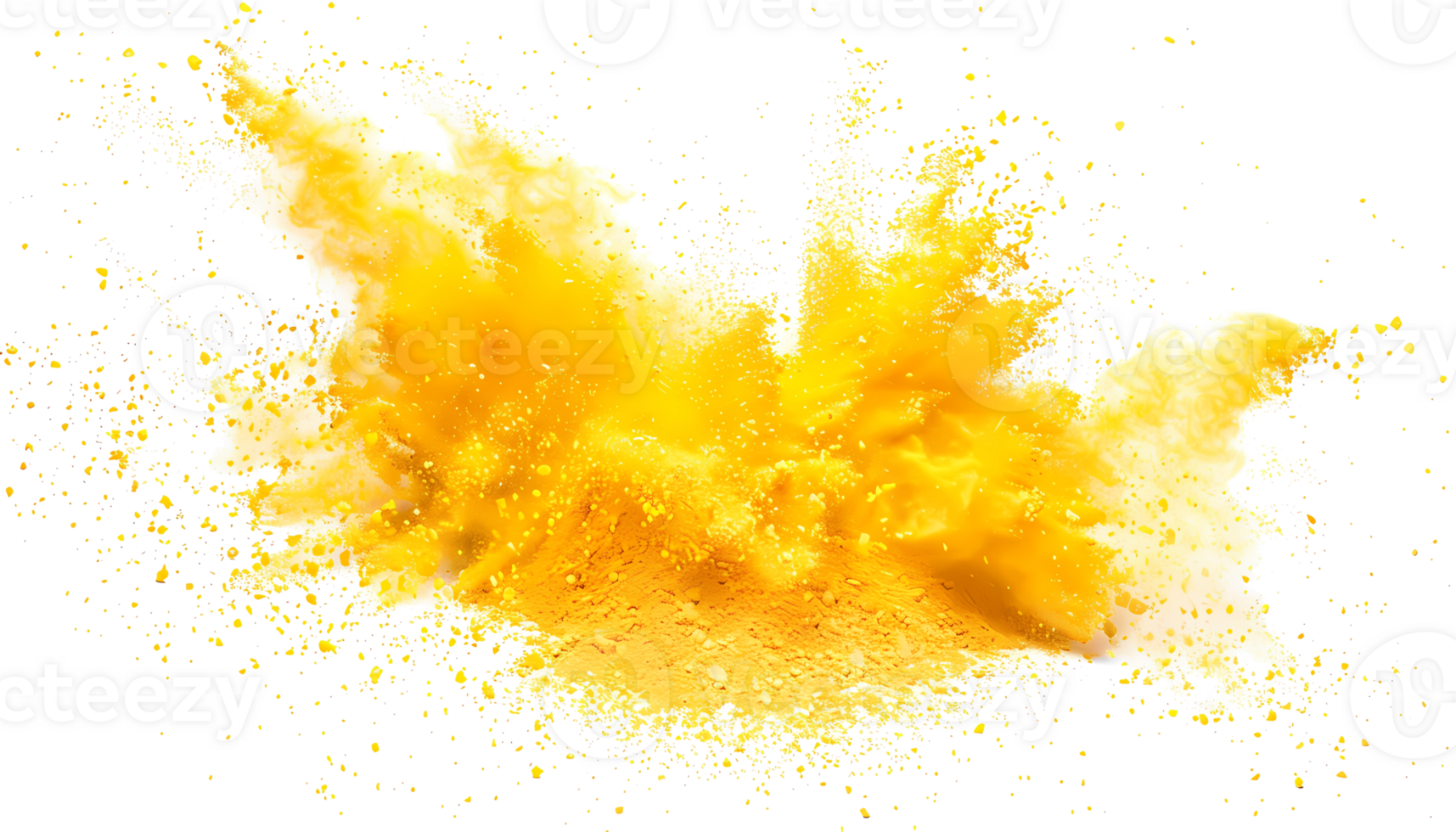 yellow smoke powder explotion isolated on transparent background png