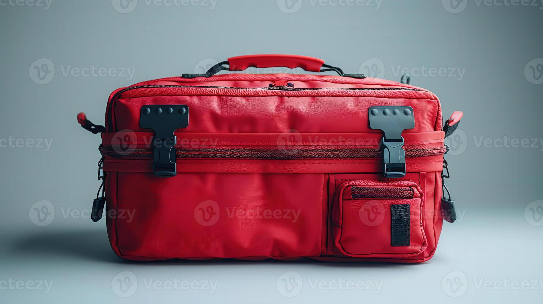 Red Travel Bag with Multiple Compartments photo