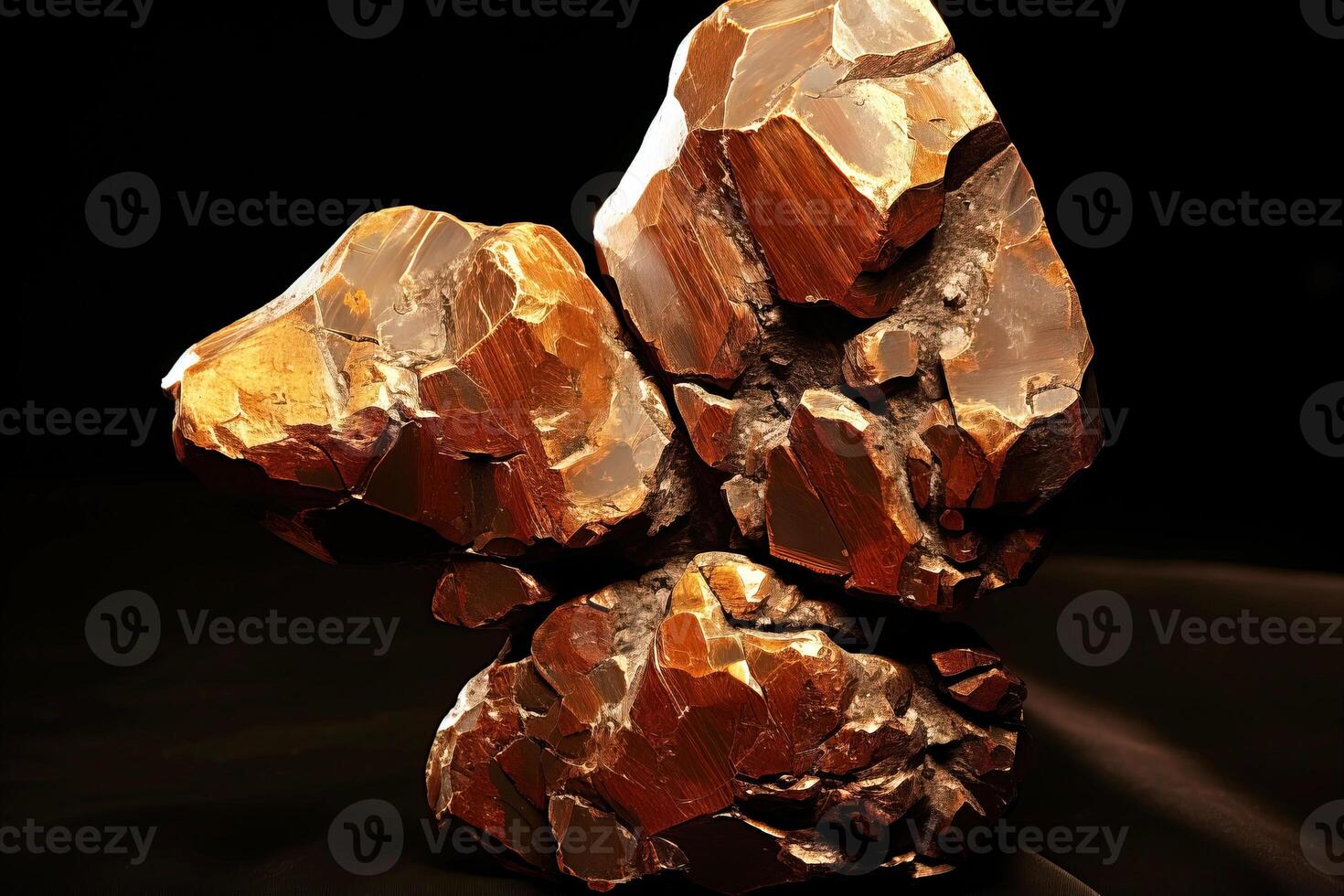 Copper fossil mineral stone. Geological crystalline fossil. Dark background close-up. photo