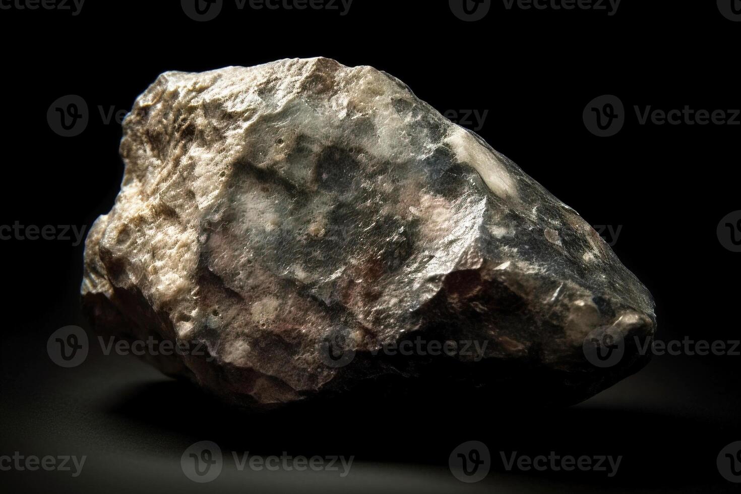 Stibiopalladinite is rare precious natural stone on black background. . Header banner mockup with space. photo