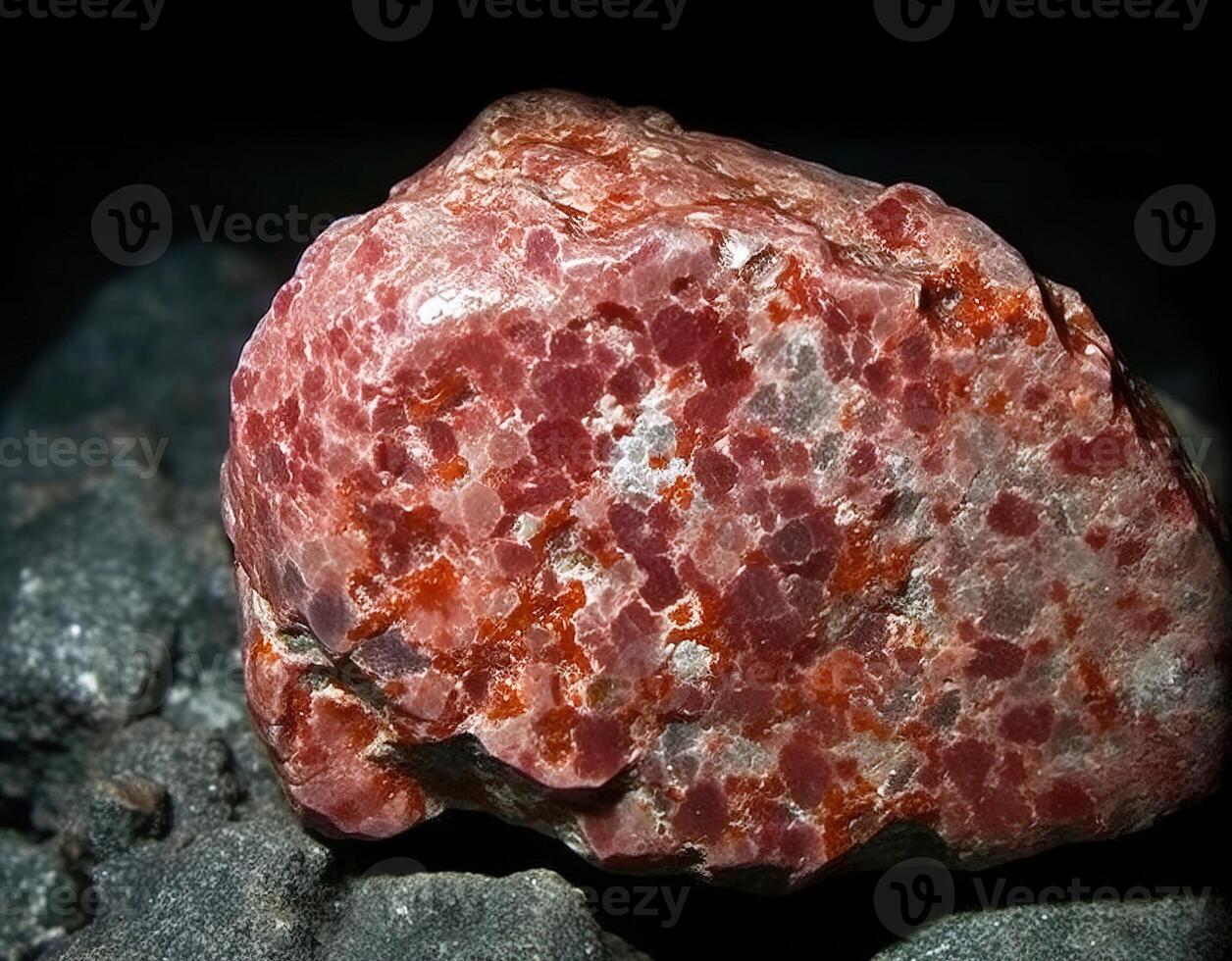 Lepidocrocite is a rare precious natural stone on a black background. . Header banner mockup with space. photo