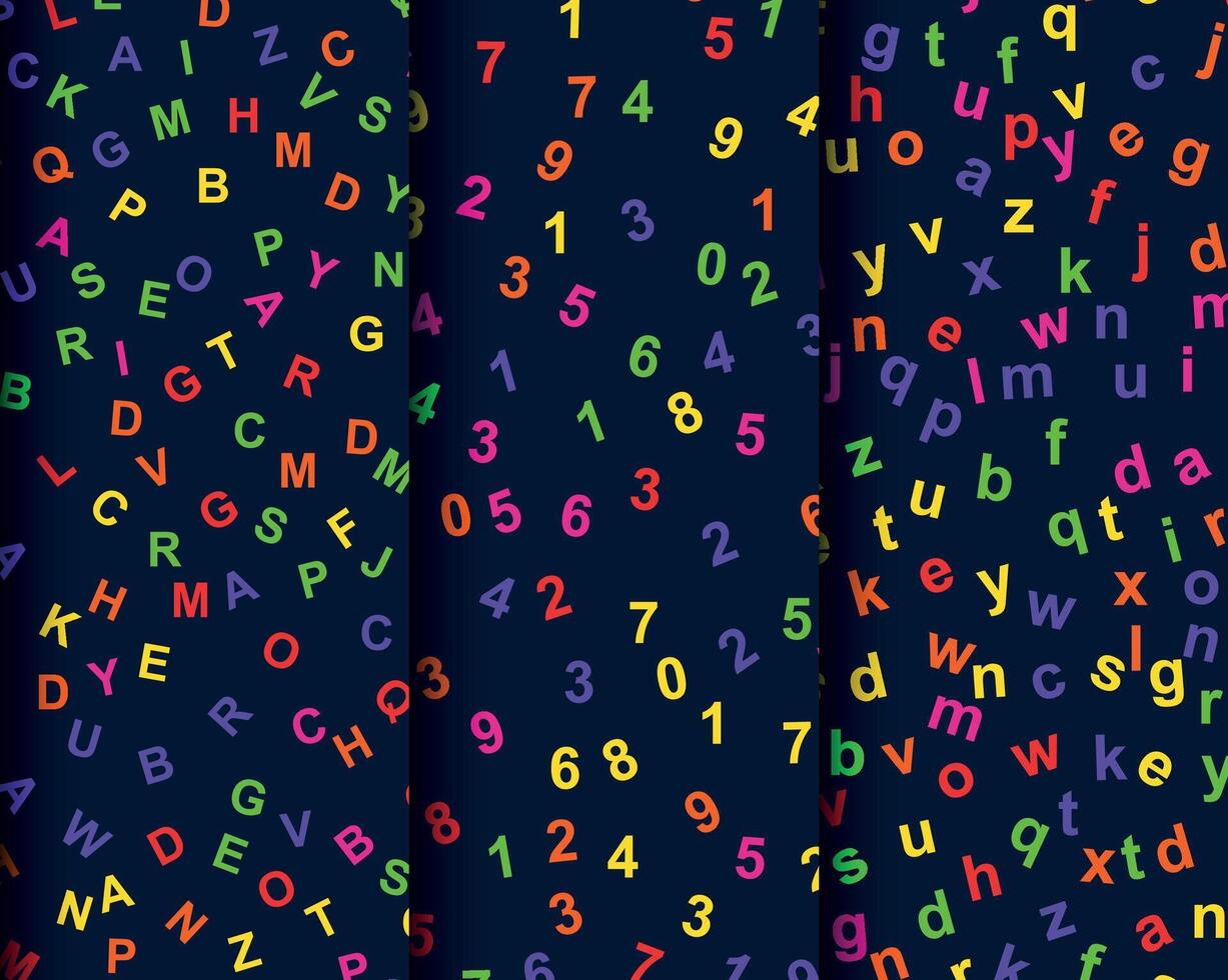 Letters and Numbers Pattern Set vector