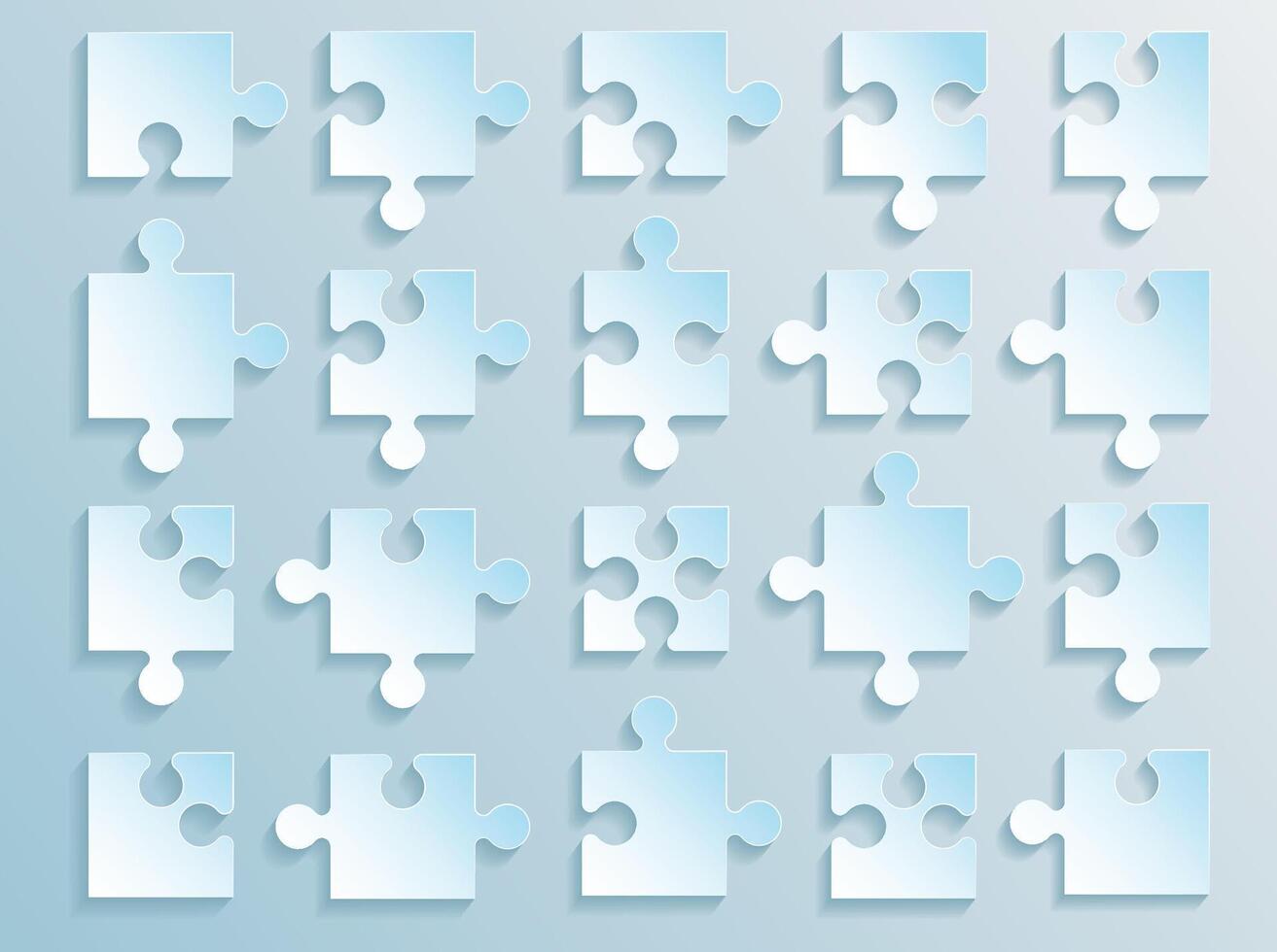 Blue Gradient Jigsaw Puzzle Piece Collection vector