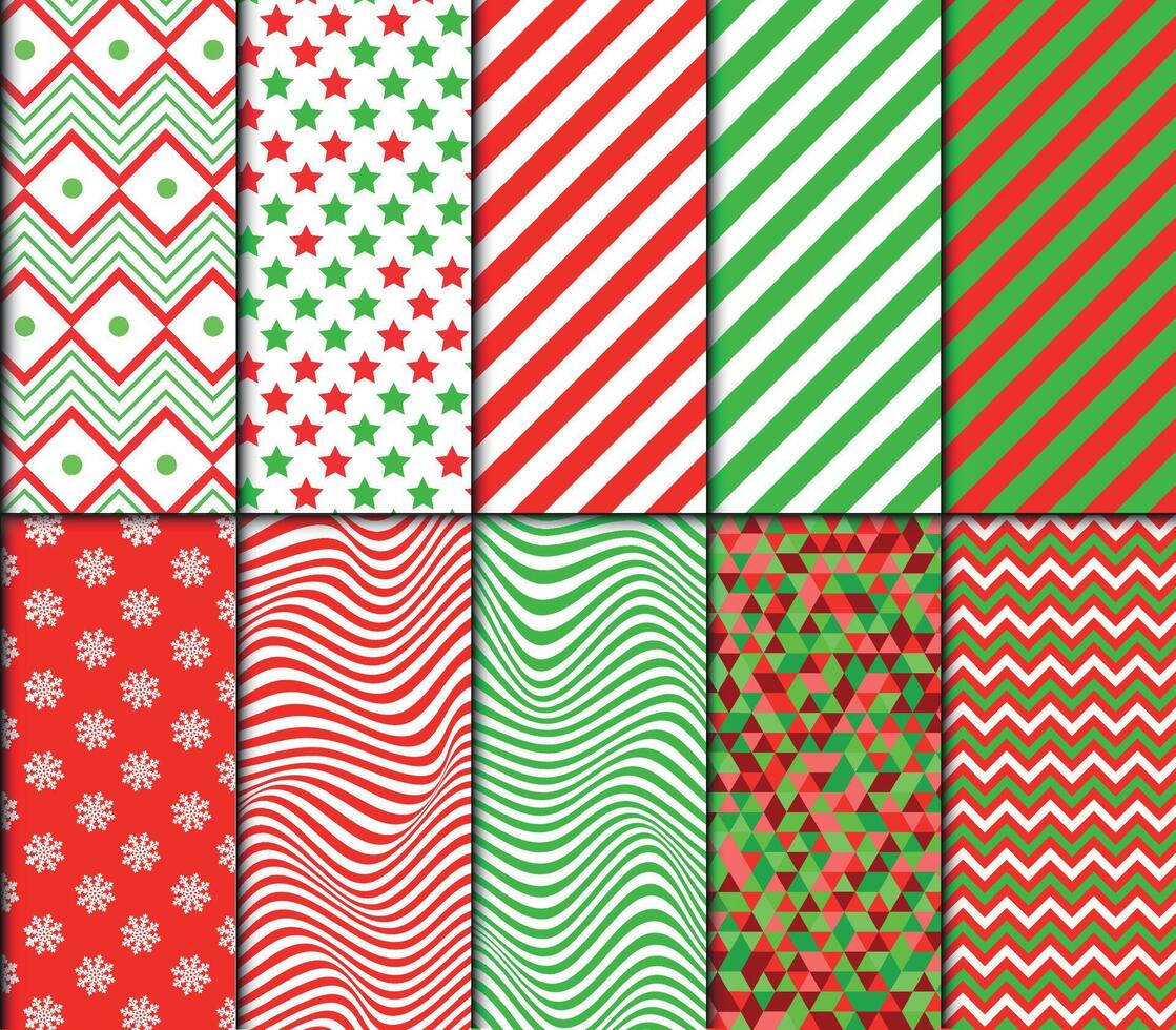 Christmas themed pattern set vector