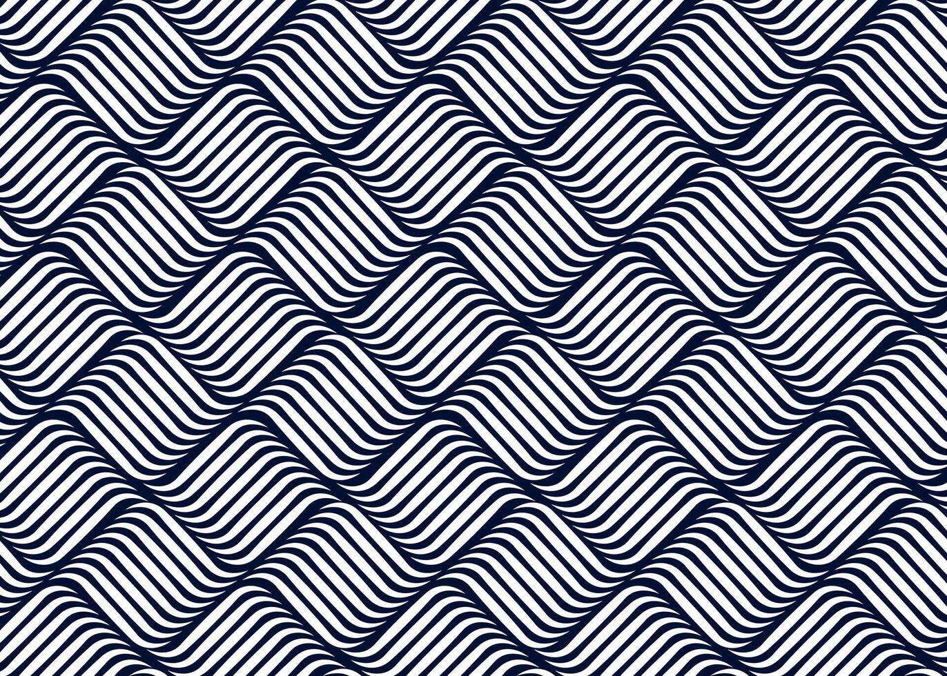 Abstract black and white striped waves pattern vector