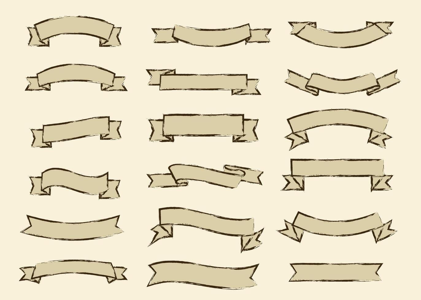 Grunge ribbons decoration set vector
