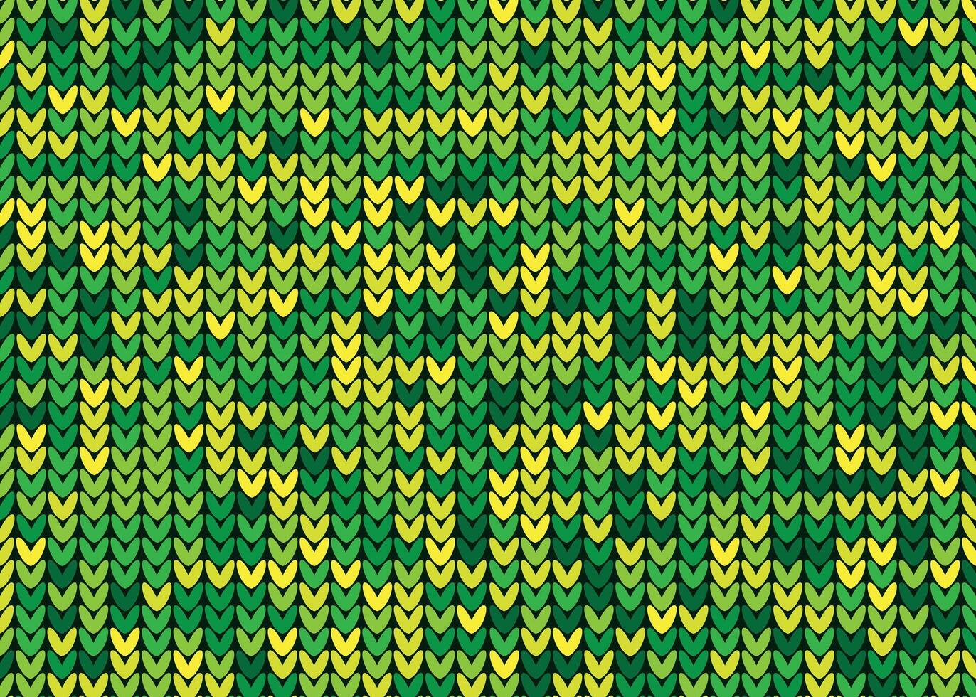 Knitting seamless green and yellow pattern vector
