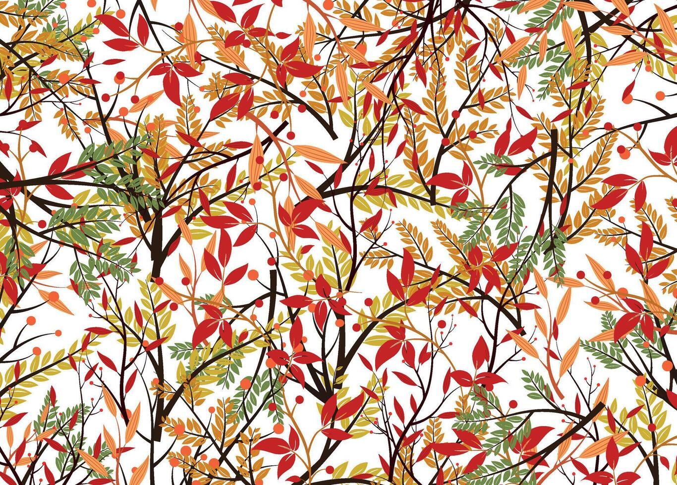 Autumn colorful leaves floral pattern vector