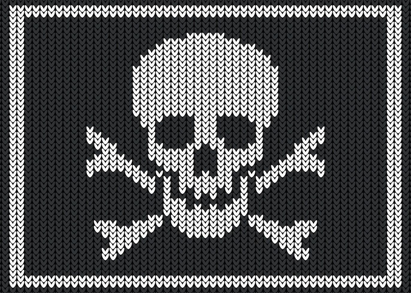 Halloween knitted skull pattern vector
