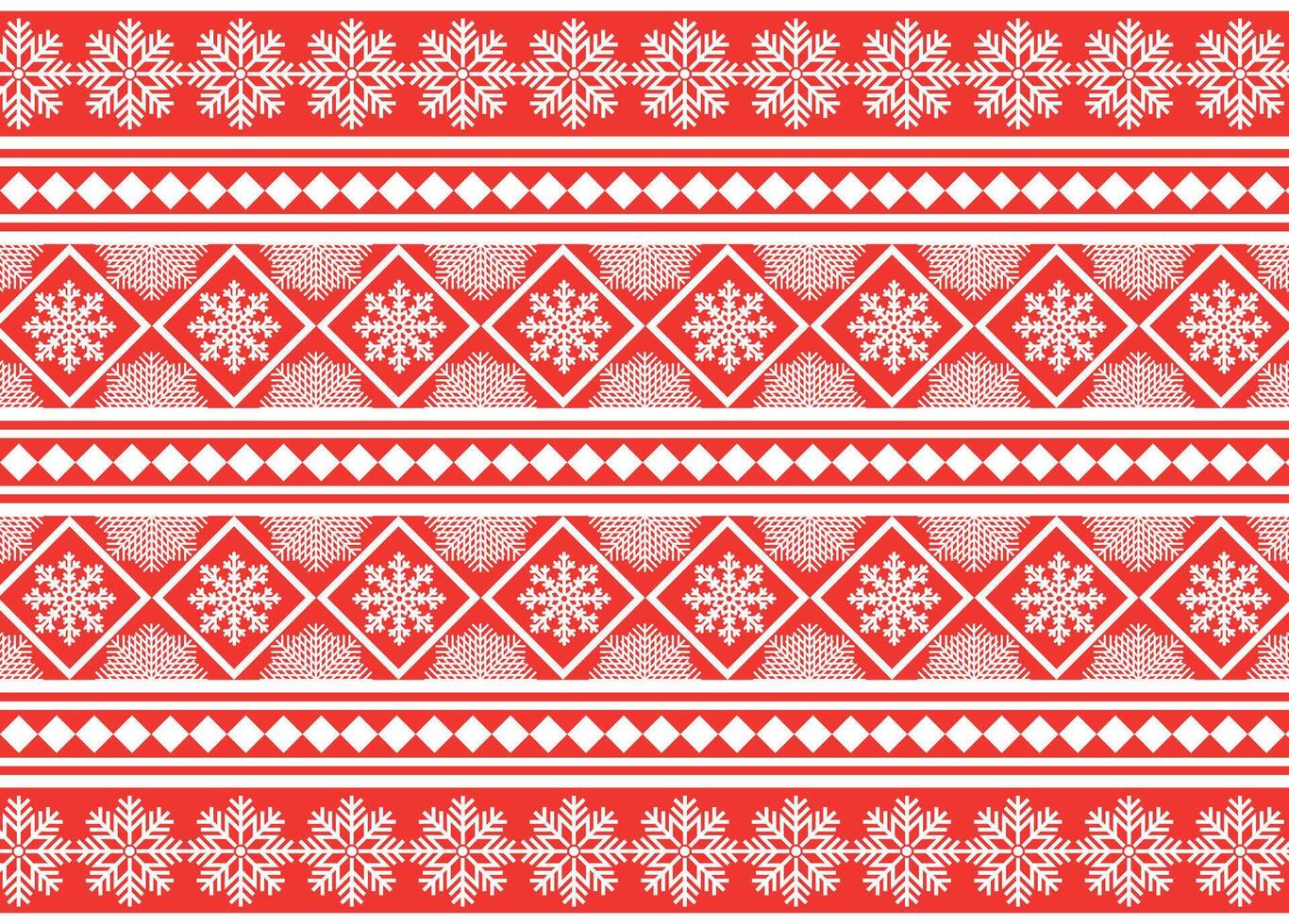 Red and white christmas pattern with snowflakes vector