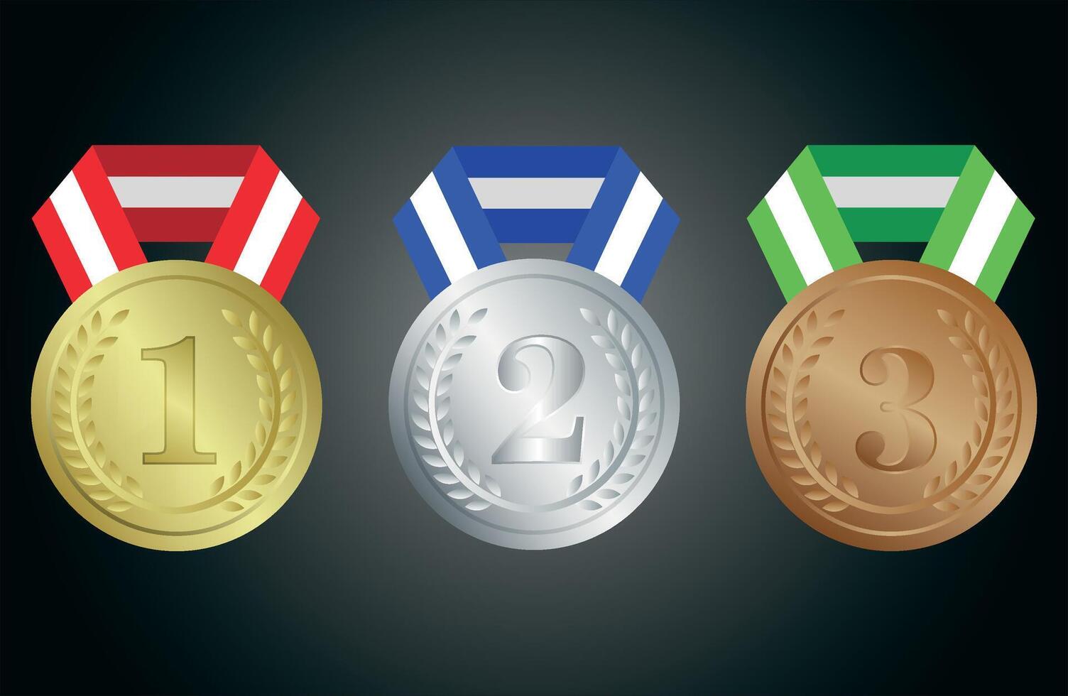 Set of gold, silver and bronze medals vector