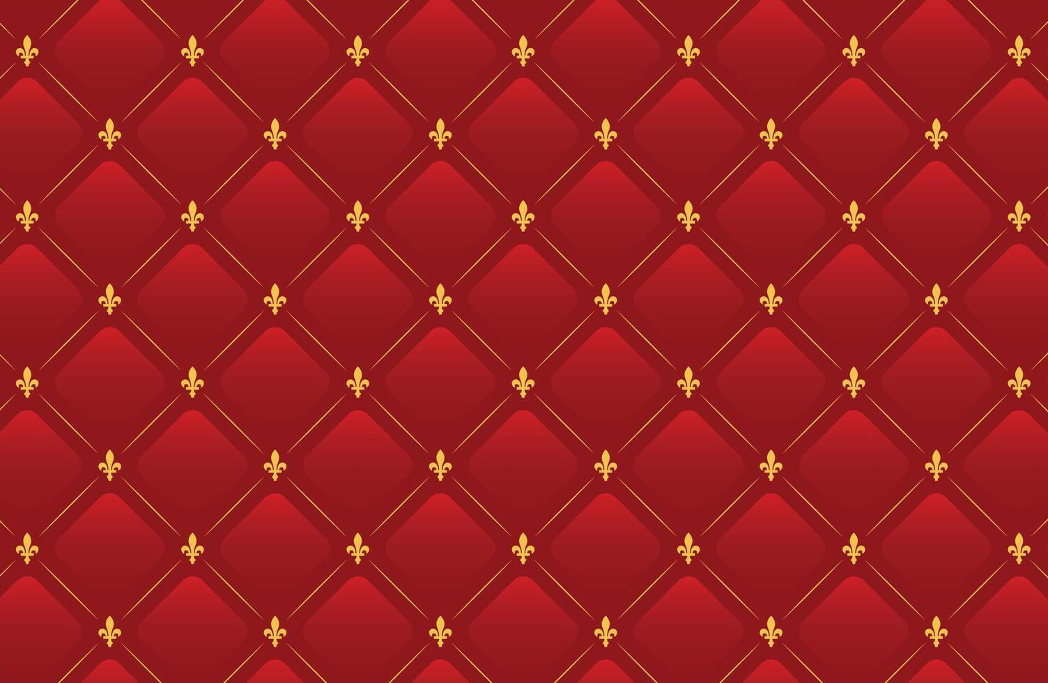 Red leather background with golden design vector
