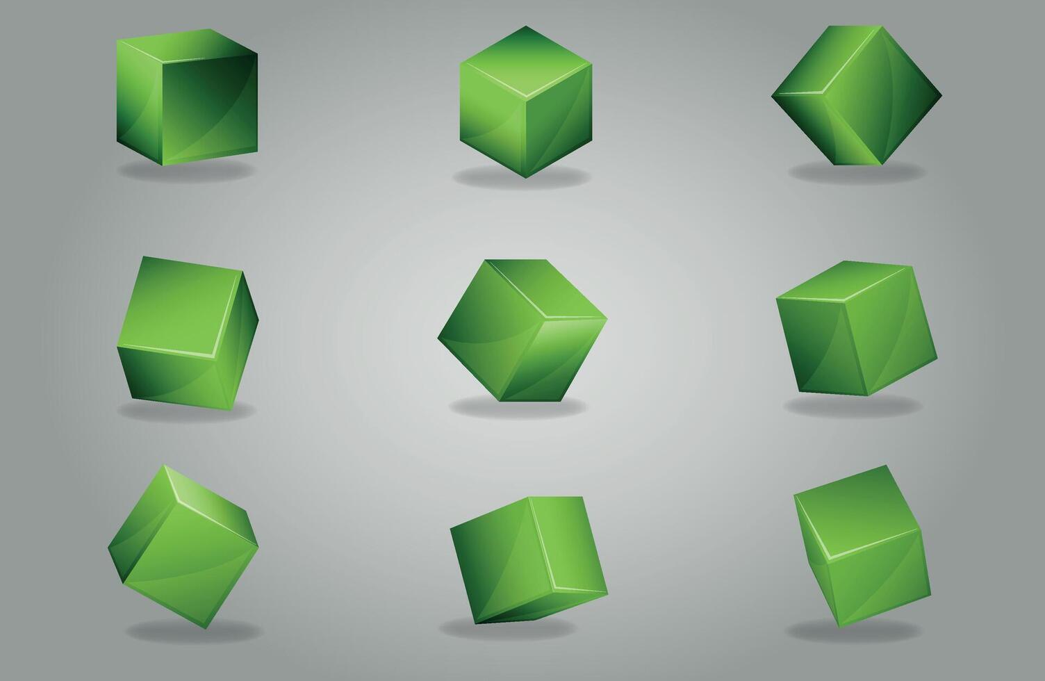 Set of green 3D cubes vector