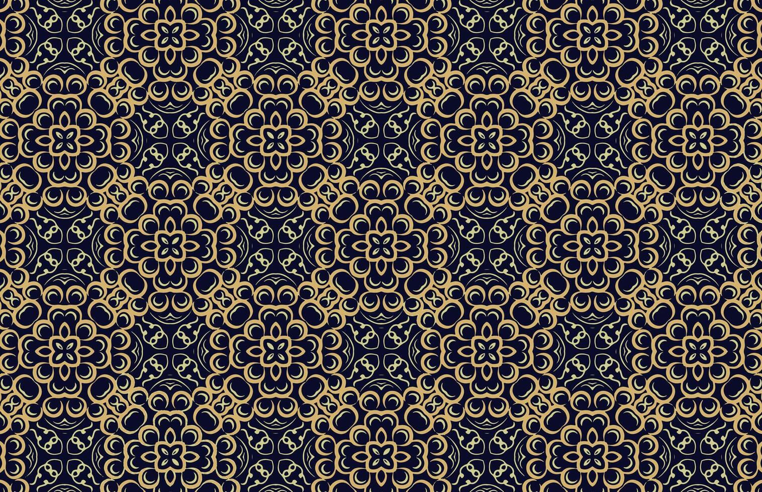 Geometric golden color floral design pattern vector