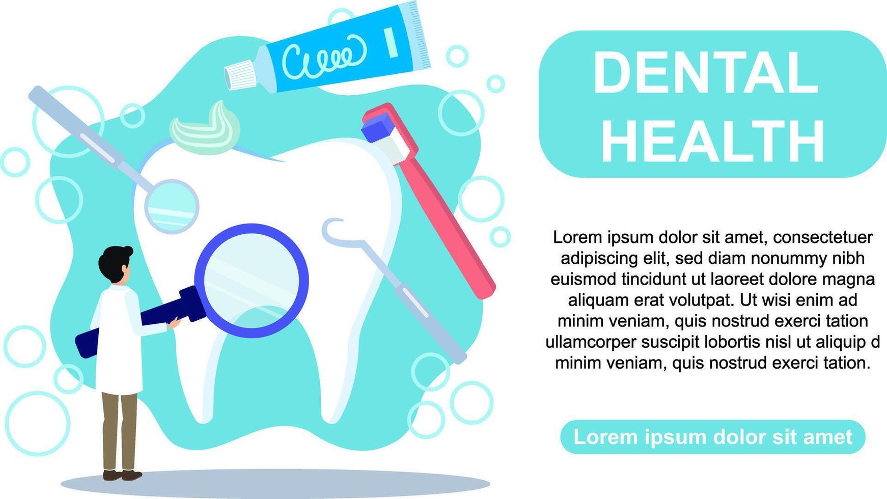 Dental Health and Hygiene Illustration with Tooth and Tools vector