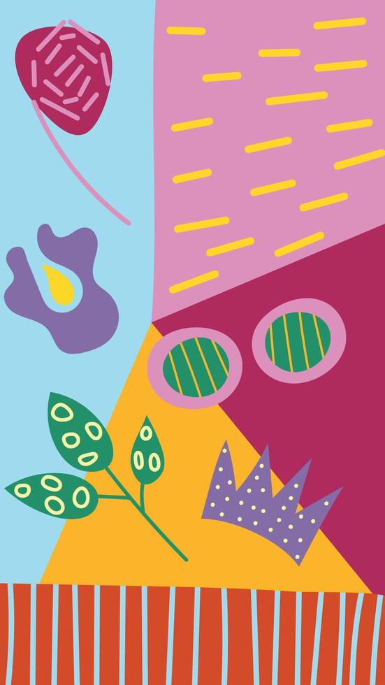 Vertical background with abstract doodle elements for your design, background, poster, banner. Illustration for social media vector
