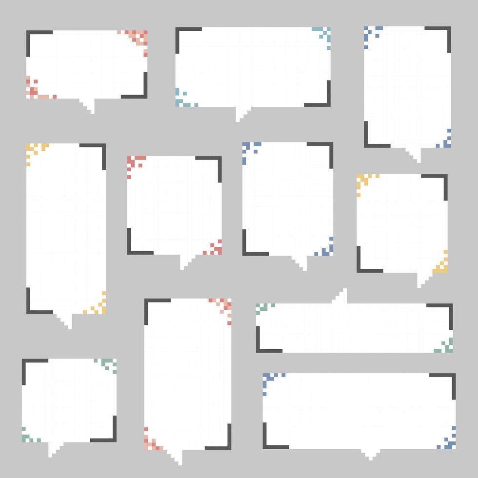 collection set of retro game 8bit pixel art speech bubble balloon vector