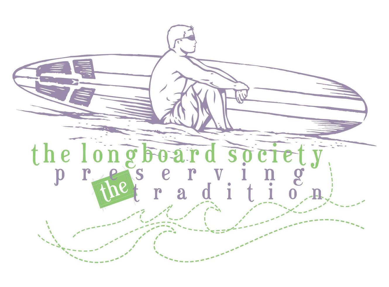 Illustration of a surfer in a relaxed position. Editable art for printing on t-shirts, decoration, etc. vector
