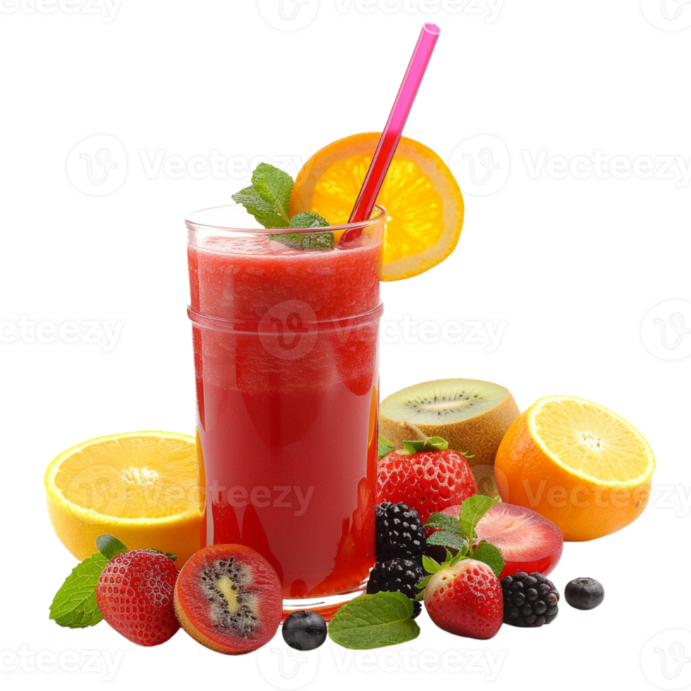 A glass of fresh fruit juice with a straw png