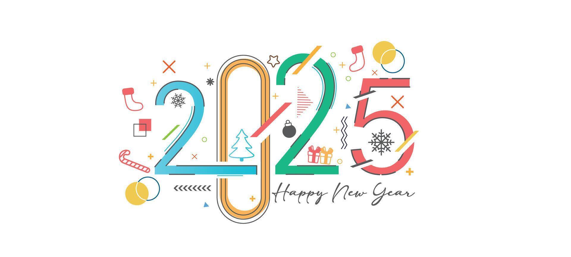 Happy New Year 2025 with wishes banner illustration vector