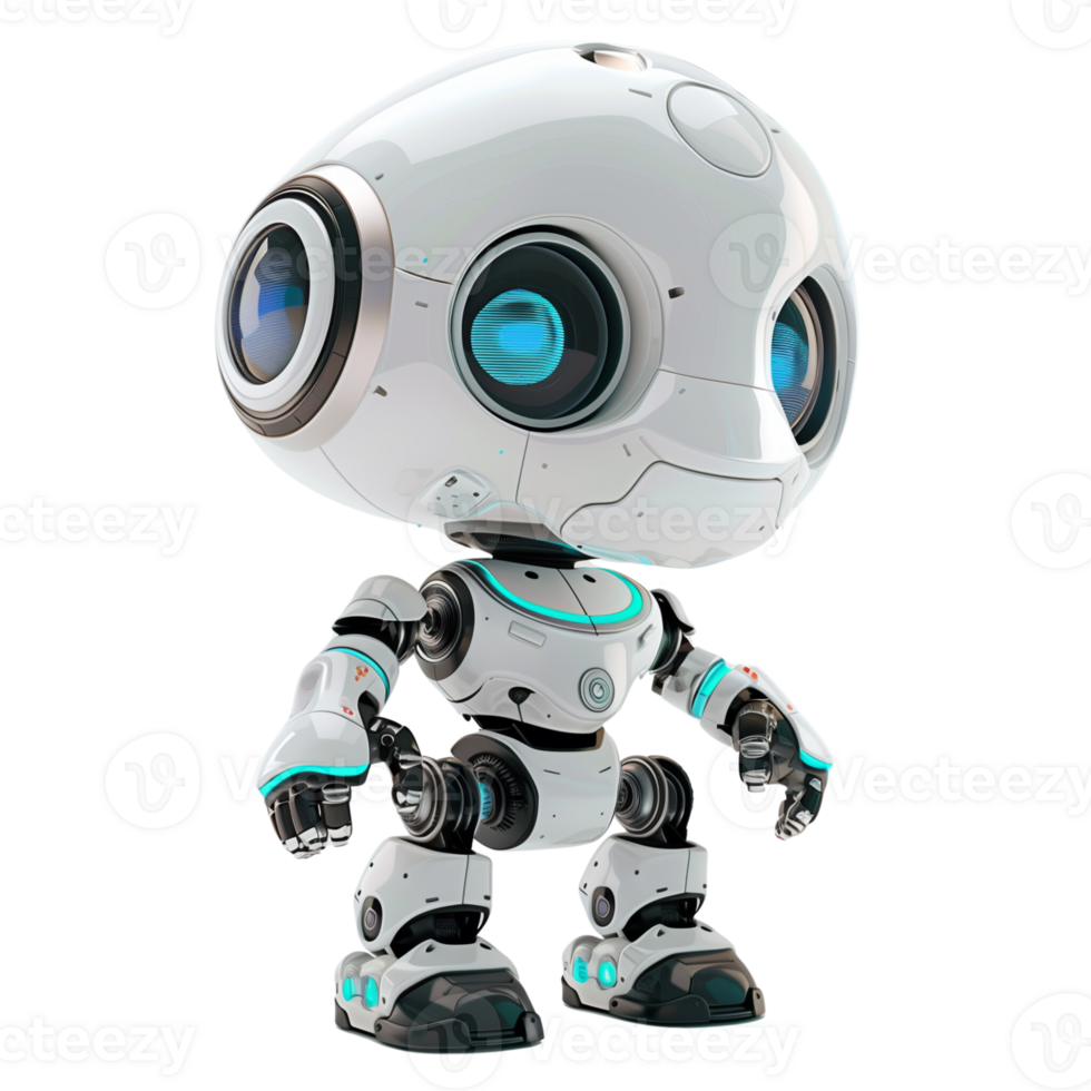un' simpatico guardare carino 3d robot con un' unico design e personalità su trasparente sfondo png