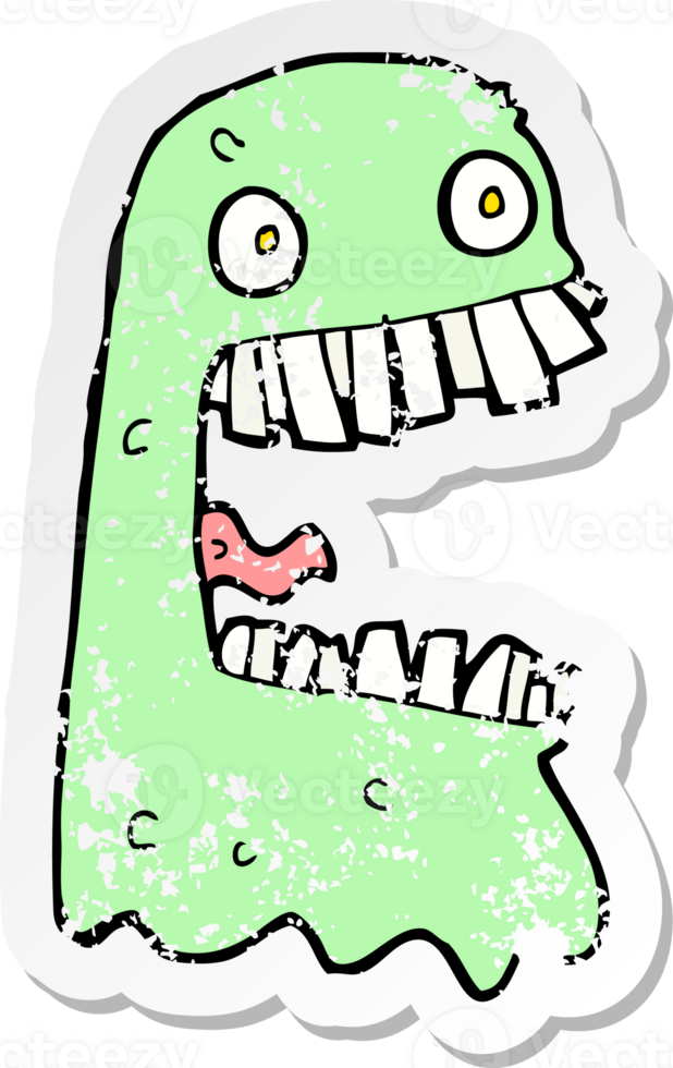 retro distressed sticker of a cartoon gross ghost drawing png