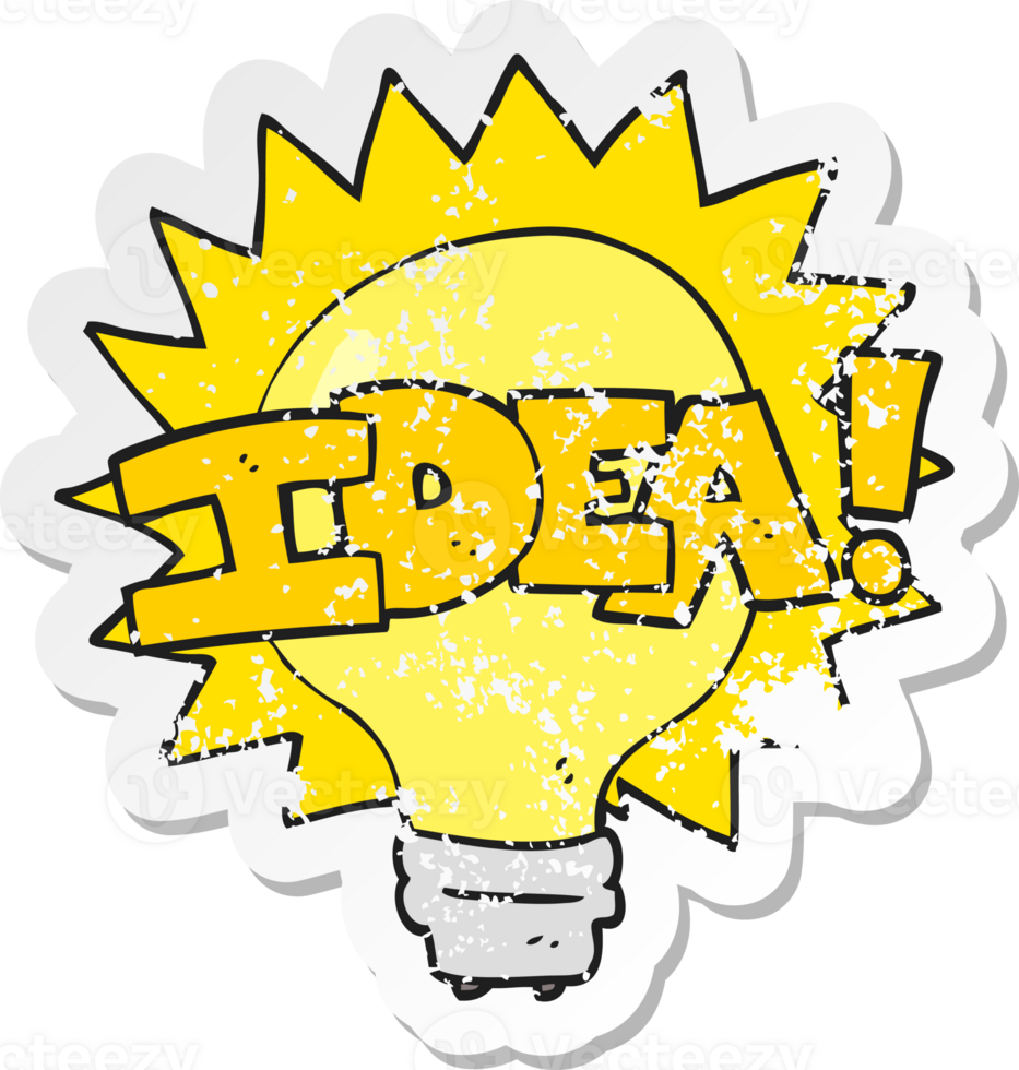 retro distressed sticker of a cartoon idea light bulb symbol drawing png