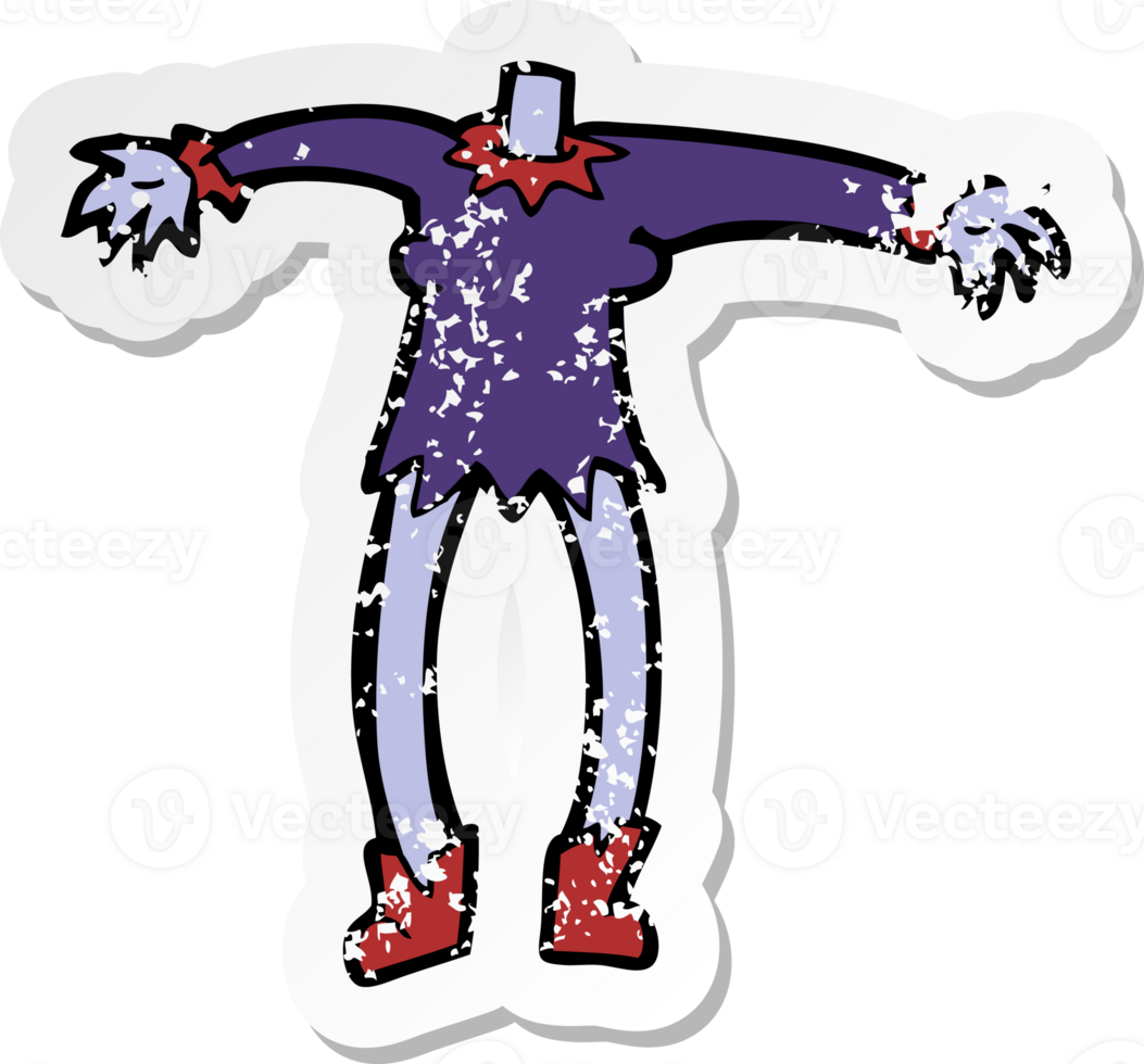 retro distressed sticker of a cartoon vampire bodyhoto he drawing png