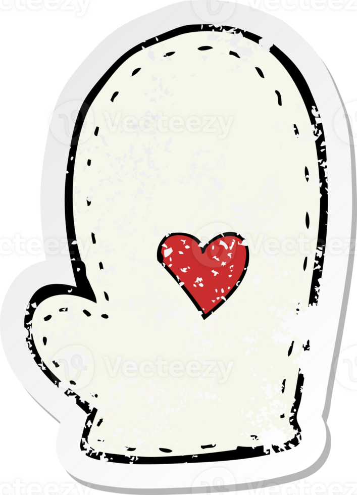 retro distressed sticker of a cartoon oven mit drawing png