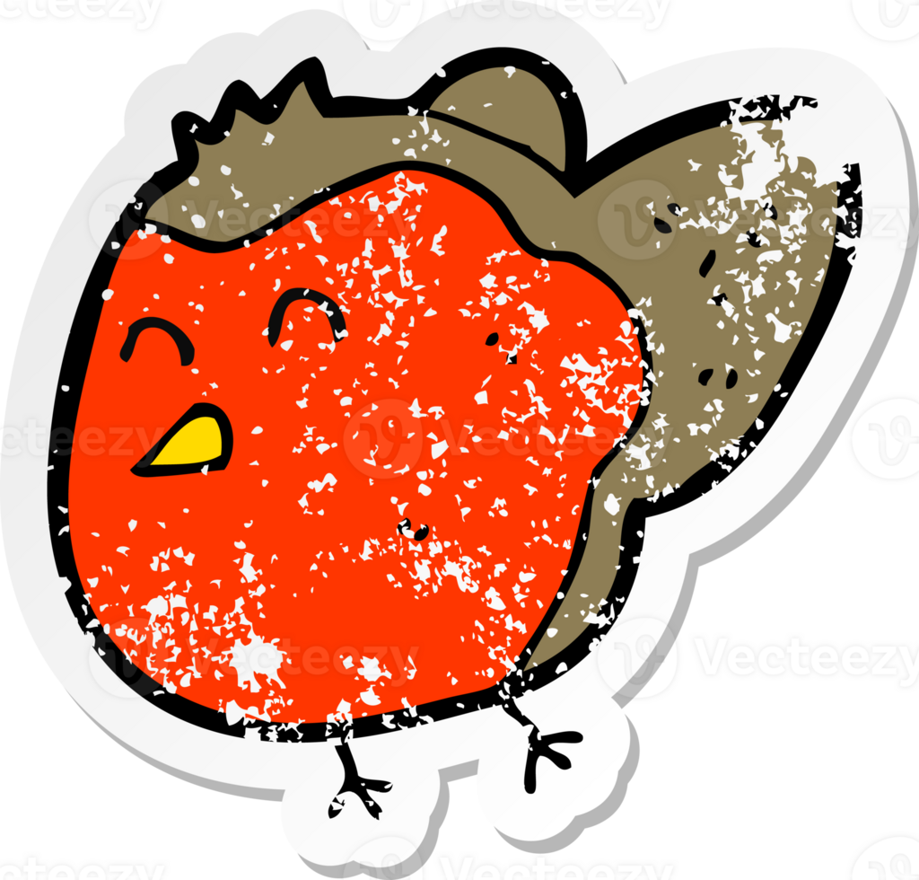 retro distressed sticker of a cartoon robin drawing png