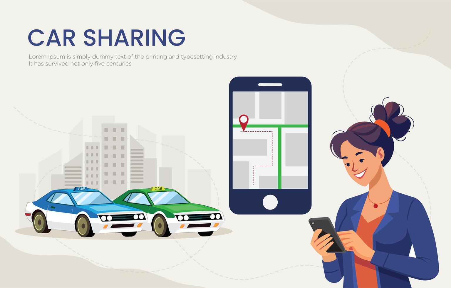 Shared Mobility The Car Sharing Concept for a Sustainable Future vector
