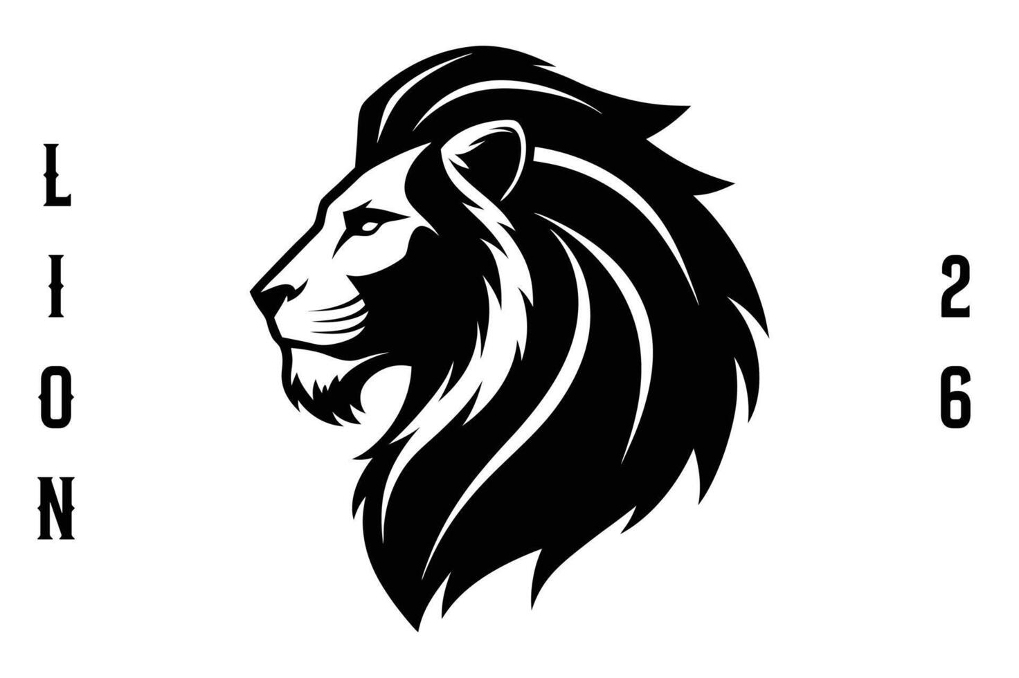 Lion Head Silhouette Illustration Design vector