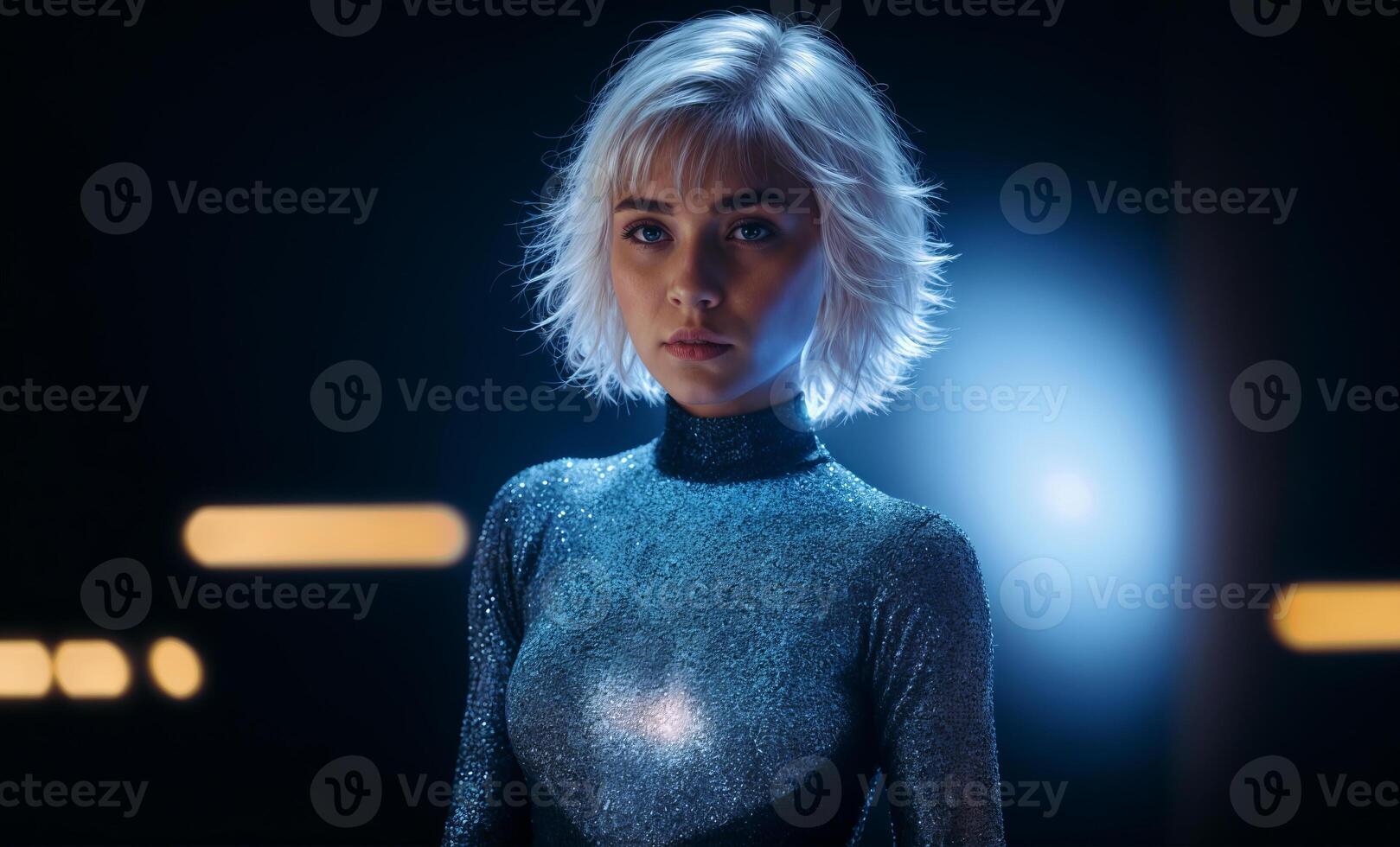 Portrait of a girl in a dark room. AI photo