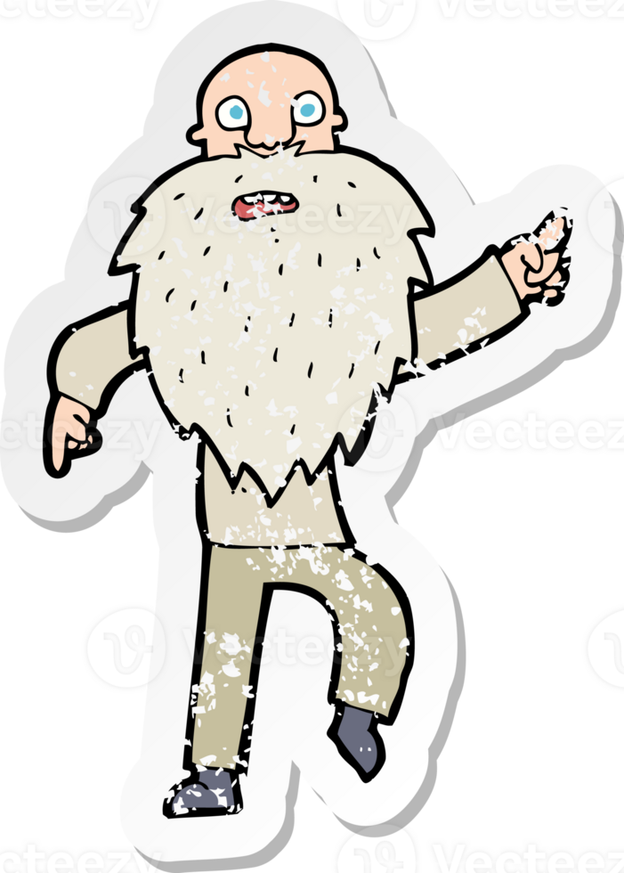 retro distressed sticker of a cartoon stressed old man drawing png