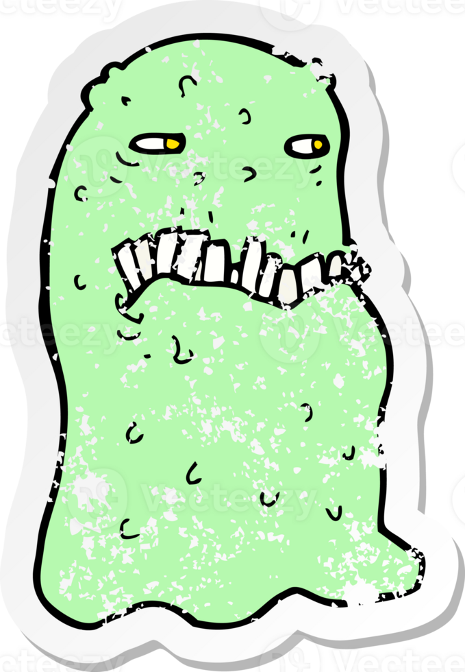 retro distressed sticker of a cartoon gross ghost drawing png