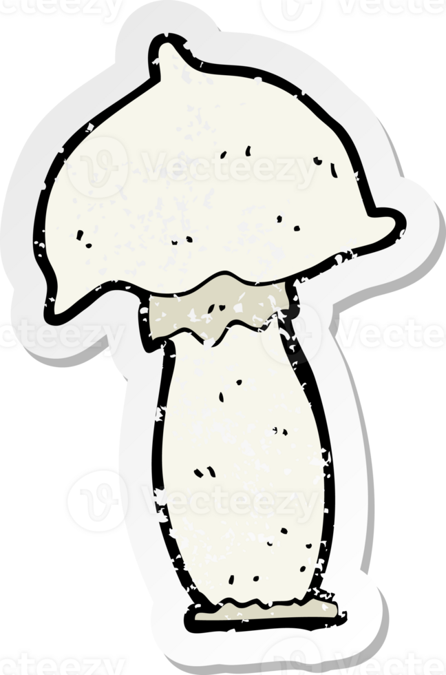 retro distressed sticker of a cartoon mushroom drawing png