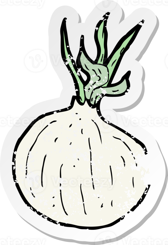 retro distressed sticker of a cartoon onion drawing png