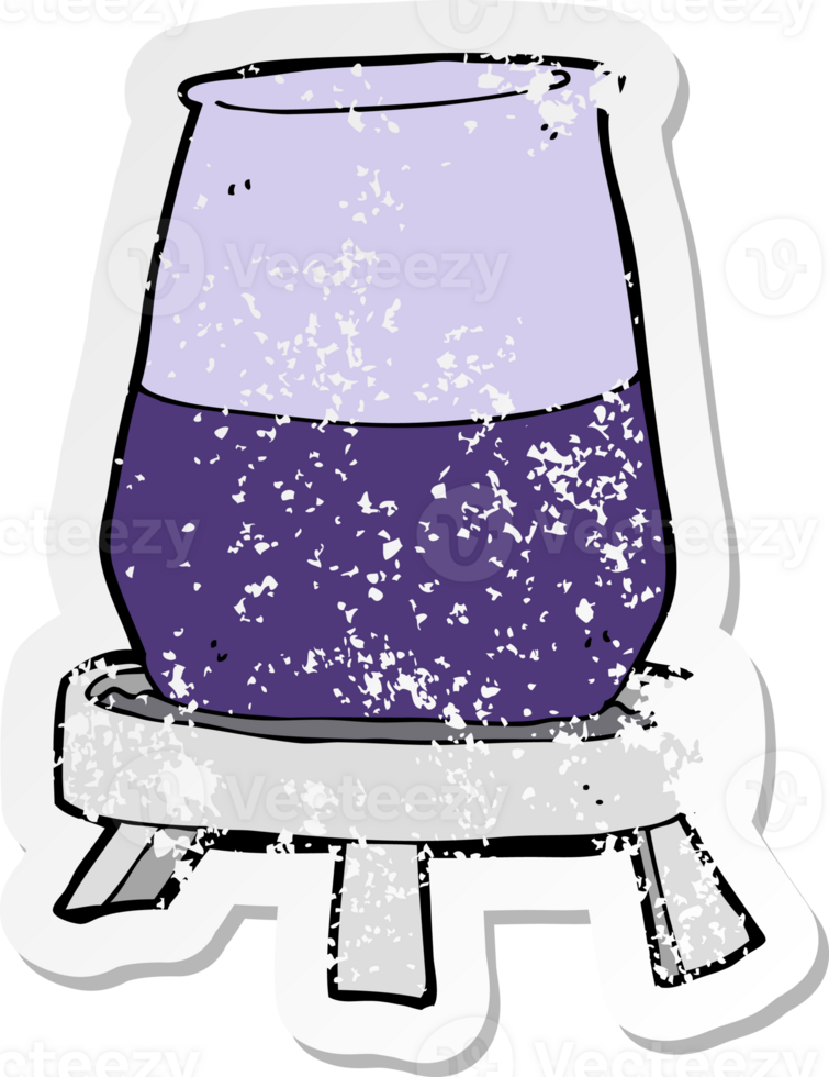 retro distressed sticker of a cartoon science experiment drawing png